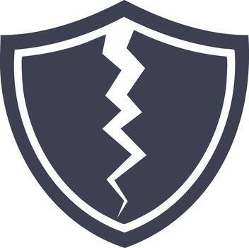 Shield Icon with a Break Symbolizing Damage and Protection vector