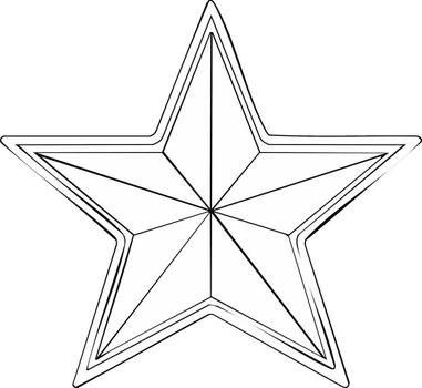 línea Arte dibujo de un estrella forma con doble frontera y interior líneas creando triangular secciones vector