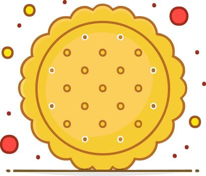 soltero delicioso redondo dorado galleta o galleta bocadillo con un distintivo guisado al gratén borde y unión cósmica agujeros vector