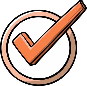 Orange Check Mark in a Circle Simple Illustration for Positive Affirmation and Approval vector
