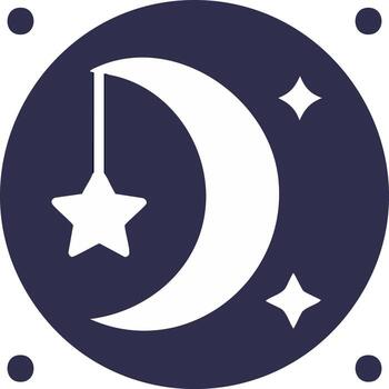 Minimalist Celestial Design Moon, Stars, Hanging Star, and Decorative Dots within a Circular Frame vector