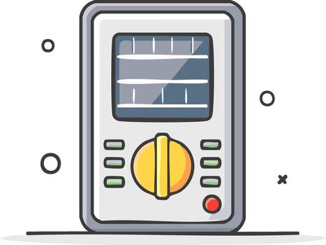 Digital Multimeter Tool with Screen and Dial vector