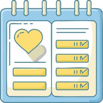 Calendar with heart icon and checklist box cartoon style planning event reminder vector