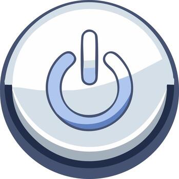 Stylized blue and white power on off button symbol for technology and user interface vector