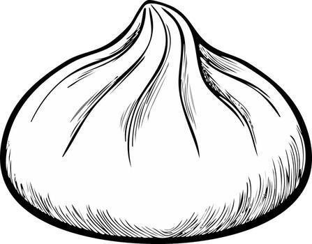 Sketch of a Dim Sum Dumpling with Pleated Top and Textured Bottom vector