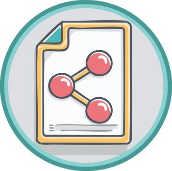 Digital Document Sharing and Collaboration Icon with Network Symbol vector