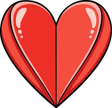 Stylized Glossy Red Heart Shape with Shadows and Highlights vector