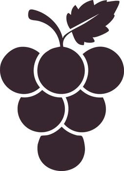 Simple dark grape bunch icon with single leaf minimalist fruit design element vector