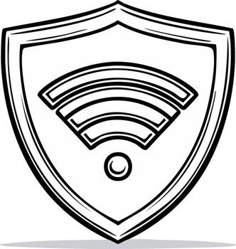 Shield with Wi-Fi Signal Icon Security Outline for Wireless Networks Protection vector