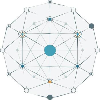 Abstract futuristic network of connected nodes and lines geometric technology concept vector