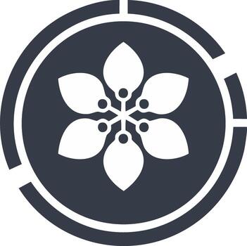 cinco pétalo flor en redondo marco segmentario Arte diseño elemento vector