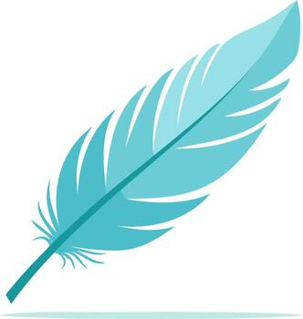 Single Teal Feather With Distinct Quill and Barbs Graphic Design Element vector