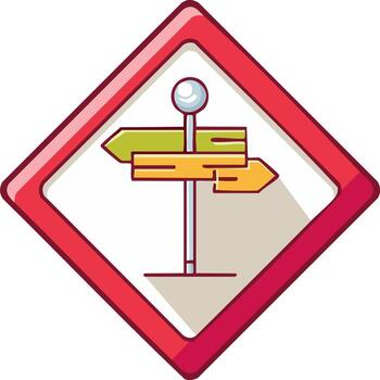 direccional firmar con flechas en rojo diamante marco indica múltiple rutas adelante con ligero antecedentes vector