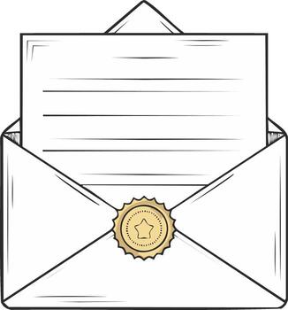 abierto sobre con estrella sello y forrado papel para mensaje o invitación diseño elemento vector