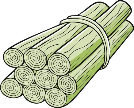 Lemongrass bundle tied with string illustration for culinary projects vector