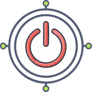 Power button in a circle, icon for app, interface, or design asset. Symbol for switching devices or systems on and off vector