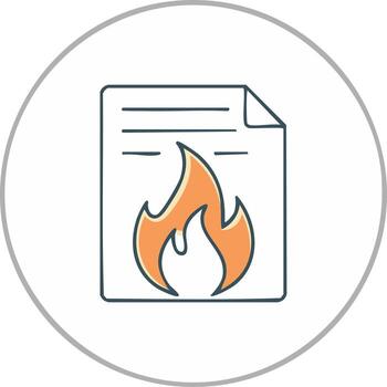 Flaming Document Icon Representing Hot Topics or Urgent Information vector