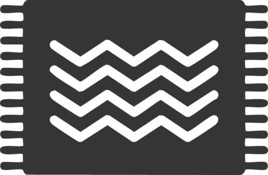 Rectangular rug with fringe and wavy pattern design illustration vector