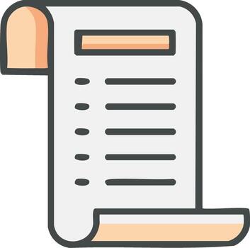 Icon of a Rolled-Up Paper Document with Header and Checklist Items List Icon vector