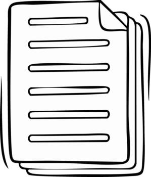 Stack of paper sheets with horizontal lines, doodle illustration for note, memo or office work vector