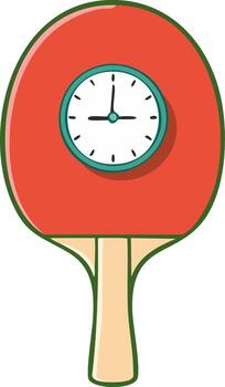 Ping Pong Paddle with Clock Face Illustration for Time Management Concepts vector