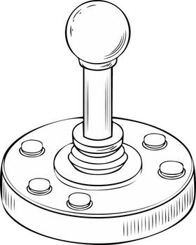 isométrica Clásico palanca de mando ilustración con pelota, botones, y circular base vector