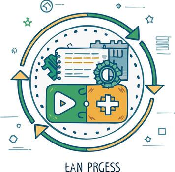 Infographic Illustrating an Iterative Workflow Process with Arrows and Icons vector