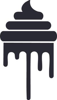 Stylized dark blob with dripping effect resembling soft serve ice cream or whipped cream vector
