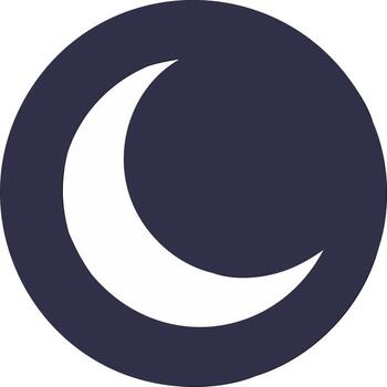 sencillo creciente Luna gráfico dentro un oscuro circulo en contra un llanura antecedentes vector