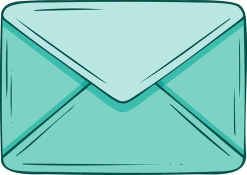 Simple Teal Envelope Illustration with Hand Drawn Outline and Smooth Texture vector