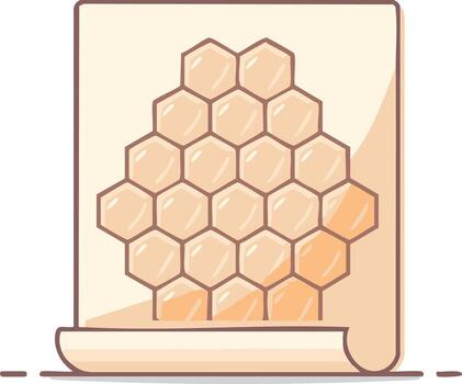 Honeycomb Patterned Design Illustration on a Rolled Document Sheet, Featuring Hexagonal Shapes and Natural Bee Hive Elements vector