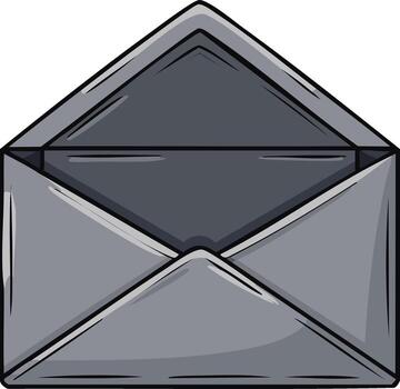 Grey envelope illustration graphic of empty container for messages and letters vector