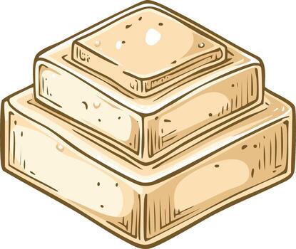 Stacked Beige Rectangular Blocks Forming a Pyramid Shape Simple Cartoon Illustration vector