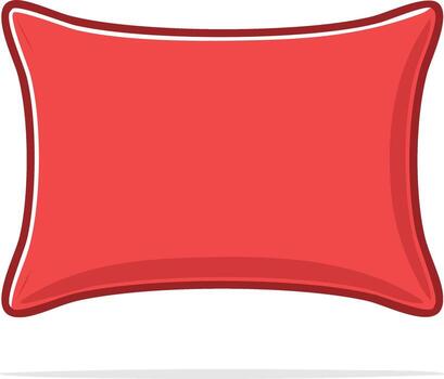 Red rectangular plush pillow with white trim and shading vector