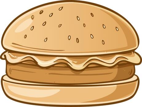 un hamburguesa con queso y salsa en eso vector