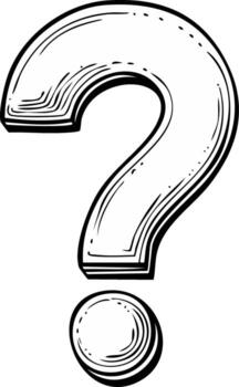 Hand drawn question mark symbol in a black and white sketch style for concepts of doubt and inquiry vector