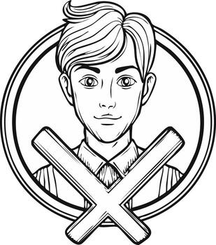 Man in Circle Icon with Crossed Out Symbol Illustration vector