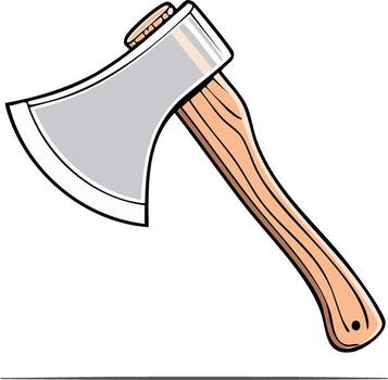 Single Sharp Axe With Wooden Handle and Metal Blade Isolated on White Background vector