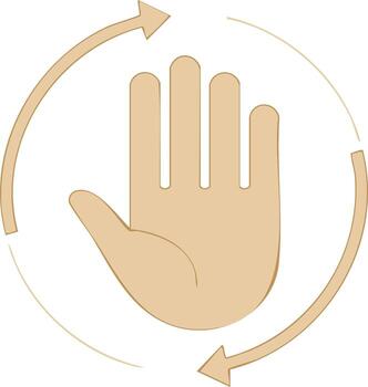 Open Hand Palm Inside Circular Arrows Icon for Reuse and Cycle Concepts vector