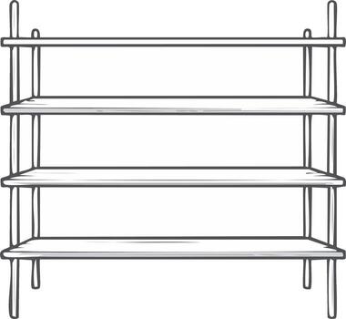 Hand drawn sketch of a simple empty shelving unit vector