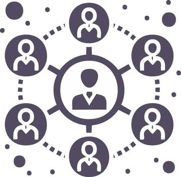 global red conexión de personas íconos en un circular arreglo vector