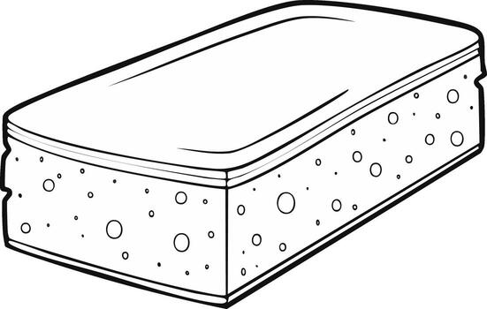 Simple Black and White Line Art Drawing of a Rectangular Sponge vector