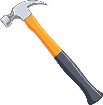 Illustration of a Hammer Tool with Orange and Dark Gray Handle Design on a White Background vector