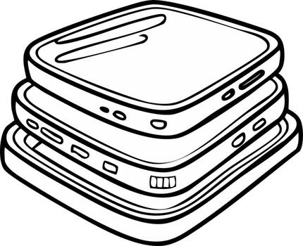 Stacked square casings outline with openings for power button and speaker, various electronics vector