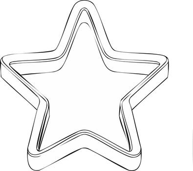 Three Dimensional Outline Star Shape Object With Smooth Rounded Edges vector