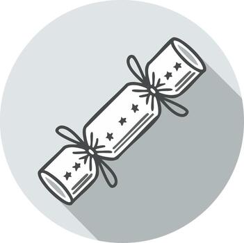 Isolated Christmas Cracker Icon with Stars in Grey Circle for Celebration vector