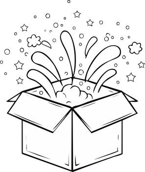 Exploding Surprise Box with Stars and Bubbles Illustration vector