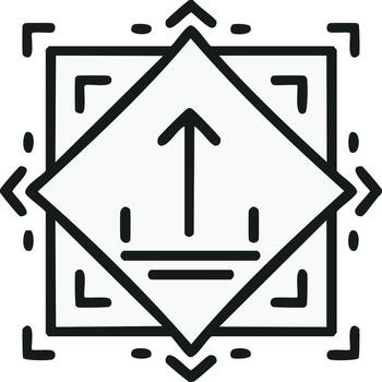 digital tecnología símbolo para datos subir o transferir con objetivo zona y direccional punteros vector