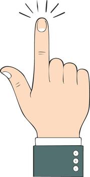 Hand Pressing or Tapping with Index Finger Depicted in an Illustration Style, Emphasizing Gesture, Interaction, and Digital Engagement vector