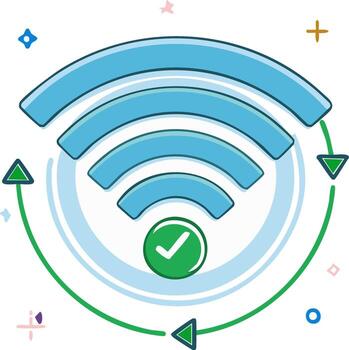 Digital connection established with successful wireless signal reception and confirmation vector